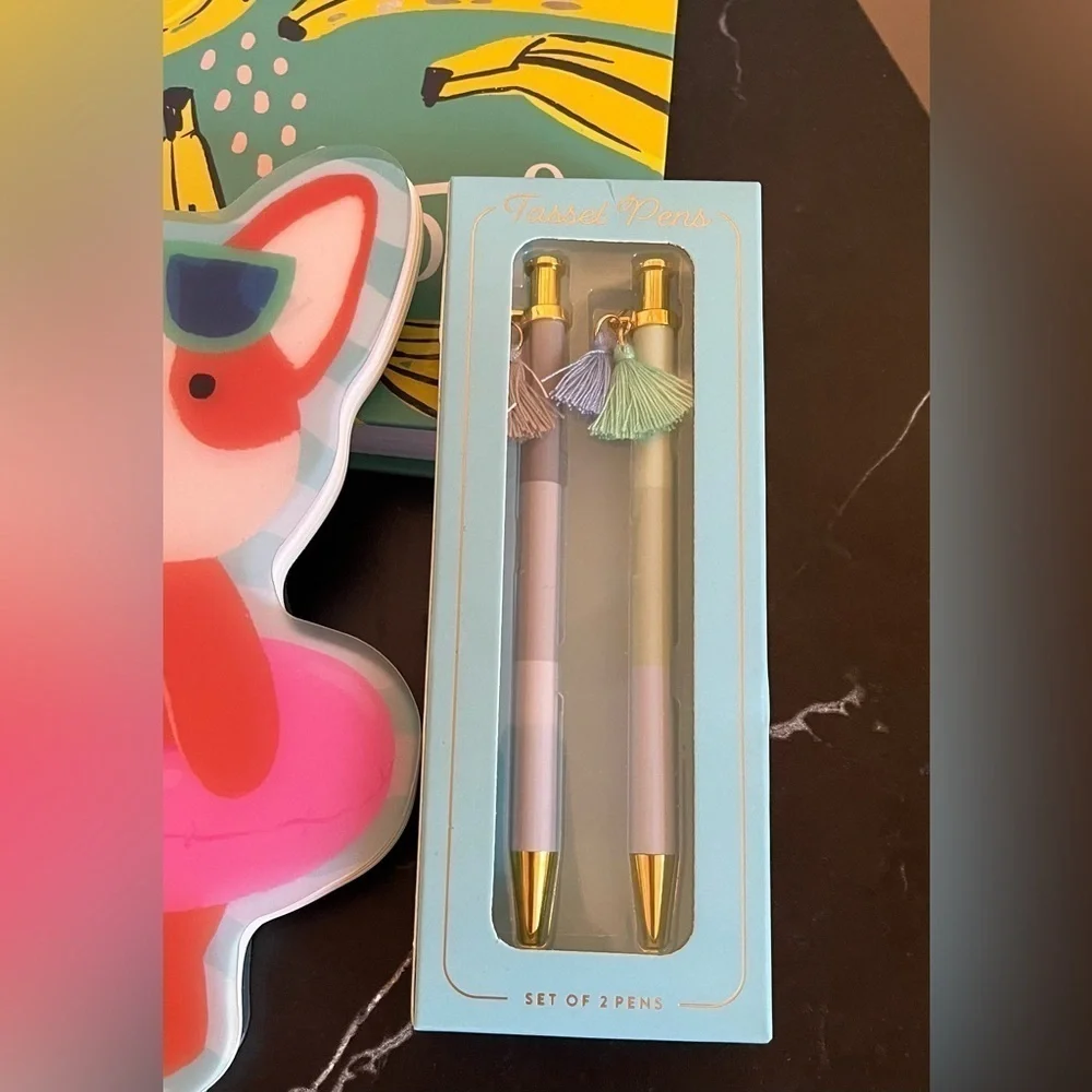 Notebook and Pen Set Includes Banana & Character Notebook Plus 2 Tassel pens